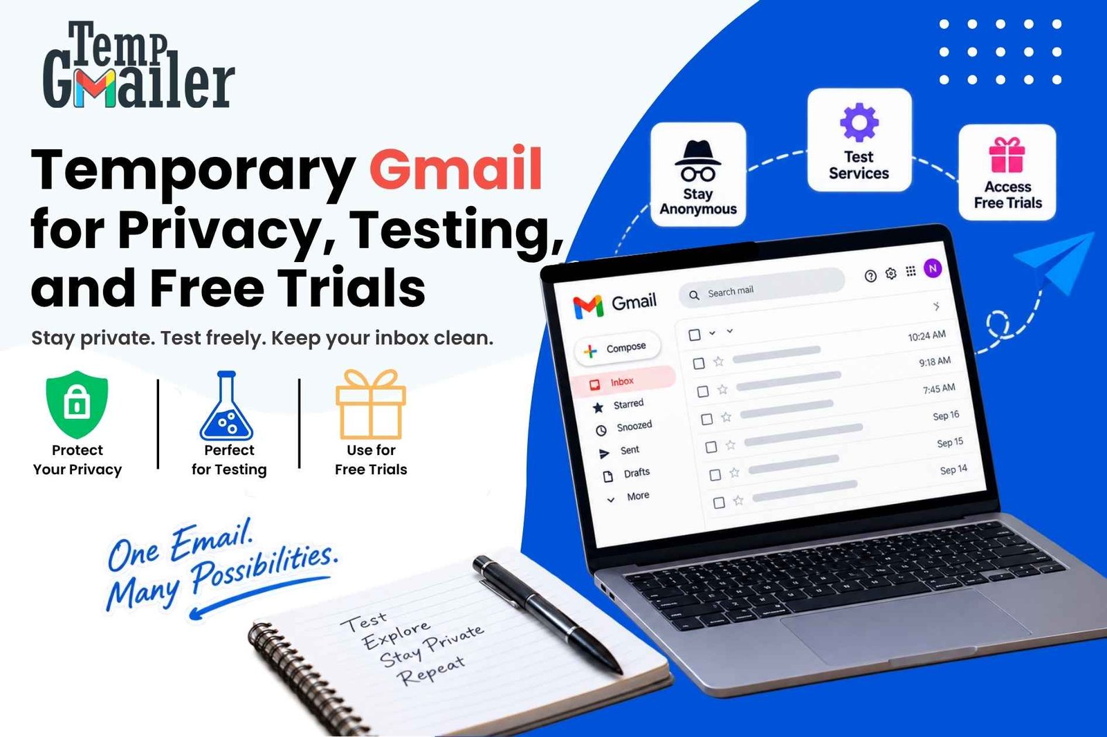 Temporary Gmail for Privacy, Testing, and Free Trials